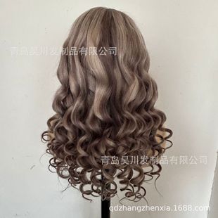 Real Hair Custom Wig Color Hair Cover 4*4 5*5 Transparent Lace White European and American Semi-Mechanical Combination Head Cover