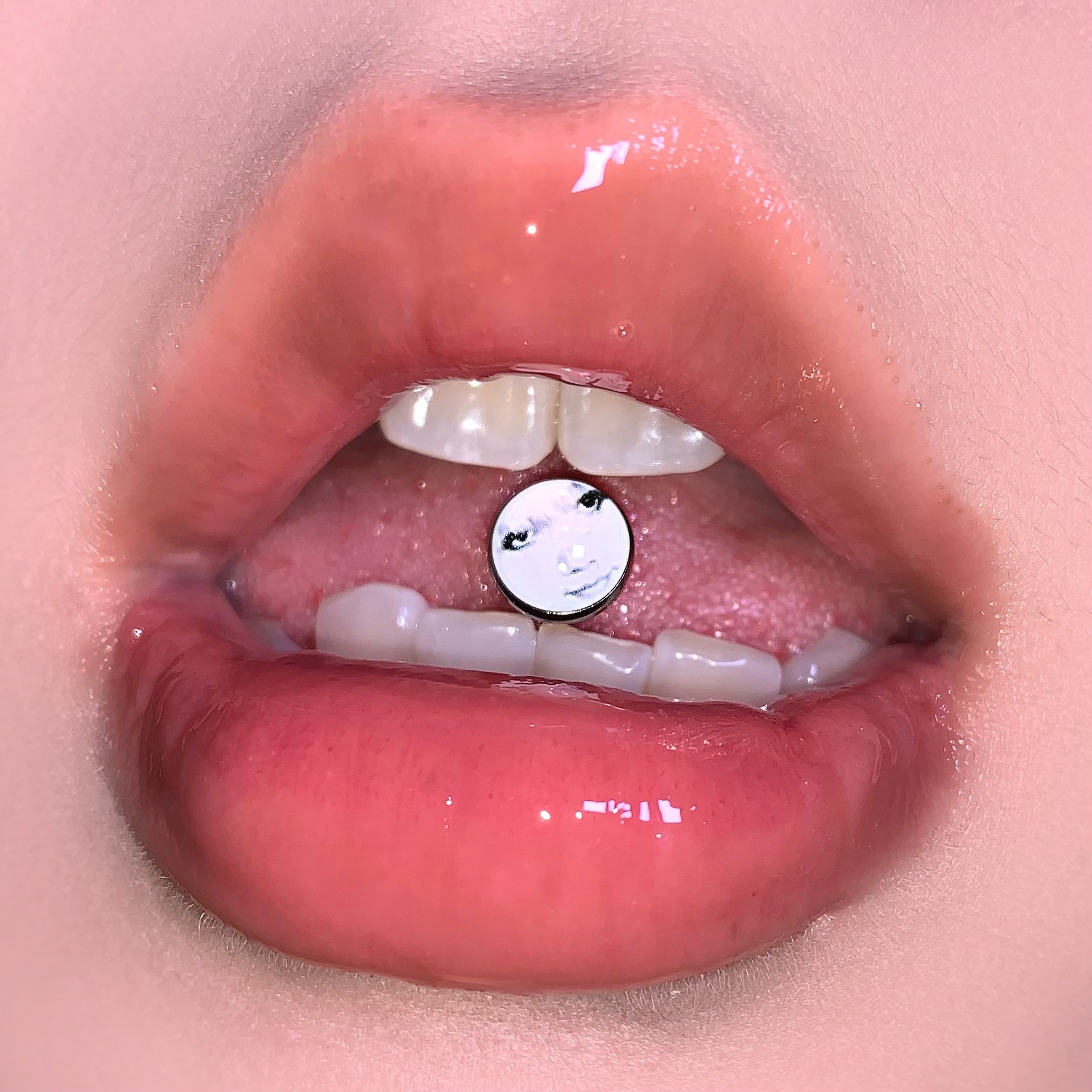 Labret stud lip piercing jewelry styling detail