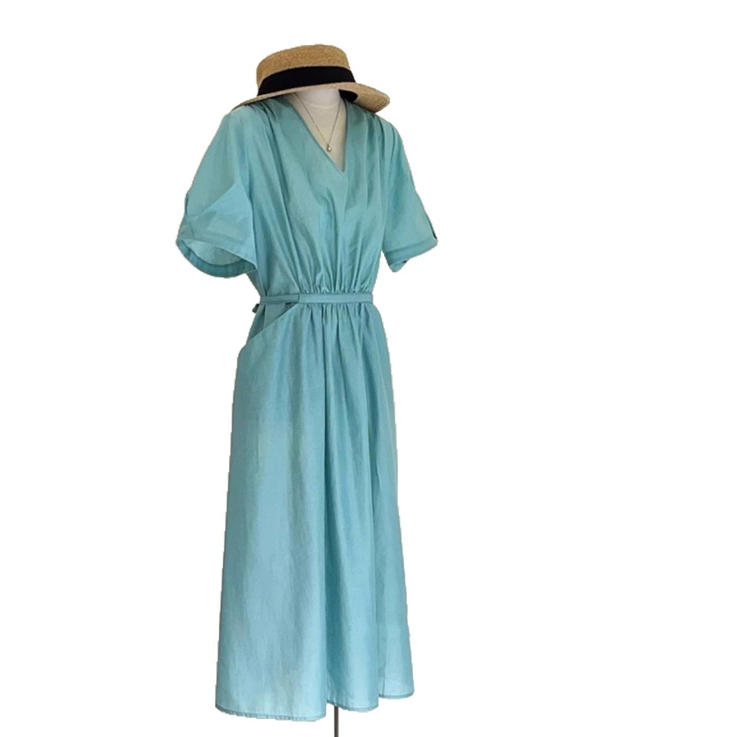 Đầm maxi nữ thắt eo dáng dài màu xanh dương mùa hè FL231978 — Đầm