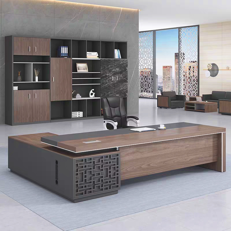 Escritorio de oficina simple y moderno con combinación de gabinete lateral Escritorio de oficina de gama alta