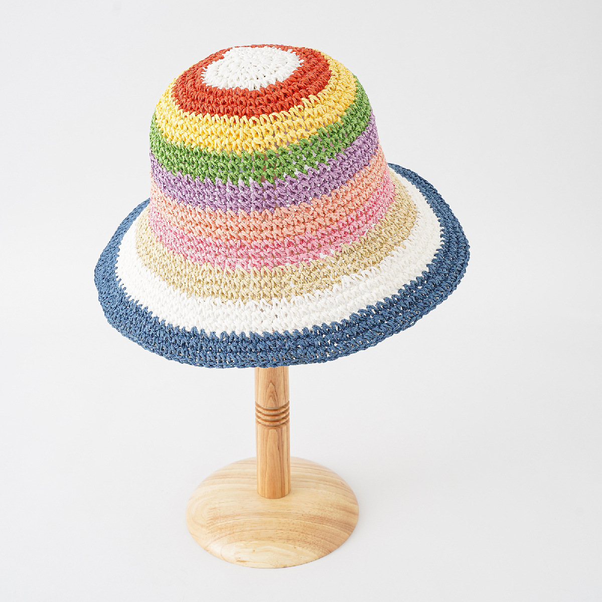 Corea del Sur estilo elegante fresco tejido pescador sombrero Arco Iris verano protección solar sol sombrero playa sombrero