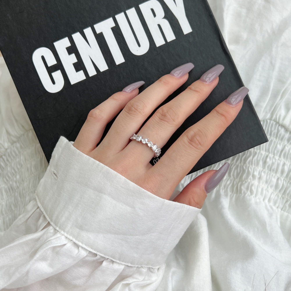 6g Weight Zircon Inlay Material Rings Classification 5, 9, Adjustable Ring Size 1 Piece Quantity Holiday, Daily Occasion 925 Sterling Silver Material Geometric Pattern Women's Gender Plating, Inlay Design Basic, Modern Style, Classic Style Style 925 Sterling Silver Zircon Geometric Rings 24