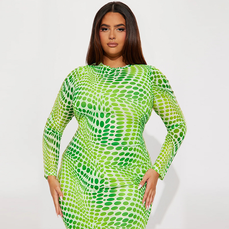 Women's Clothing Plus Size Women's Fitted Long Sleeve Clothing High Neck Split Mid-Length Dress For Formal & Casual For Women_voghion.com