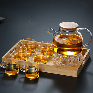 Thickened Glass Teapot for Making Tea, Fruit Teapot, Heat-Resistant Tea Set, Household Hospitality, Large Capacity, Cross-Border Factory Wholesale