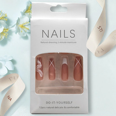 Wearing nail art set long nail French nail wearing nail piece wholesale wearable mixed batch nail sticker French sticker