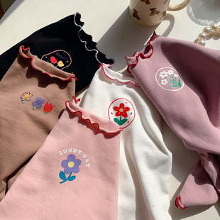 Children's Clothing 2025 Autumn Korean Style Spring & Fall Girls' Fungus Bottoming Shirt Kidsren's Long-Sleeved T-Shirt New Baby Top