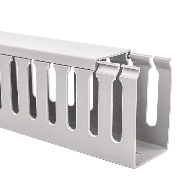 PVC plastic wire conduit gray fireproof flame retardant high toughness toothed opening electrical cabinet industrial wire management trough