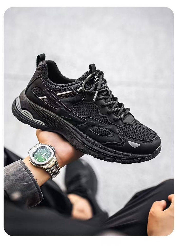 Giày thể thao nam sneaker thân lưới thoáng khí, đế cao su gót thấp, dây buộc, phong cách casual — F901 màu đen, F901 xám nhạt, F901 xám đậm chi tiết 21