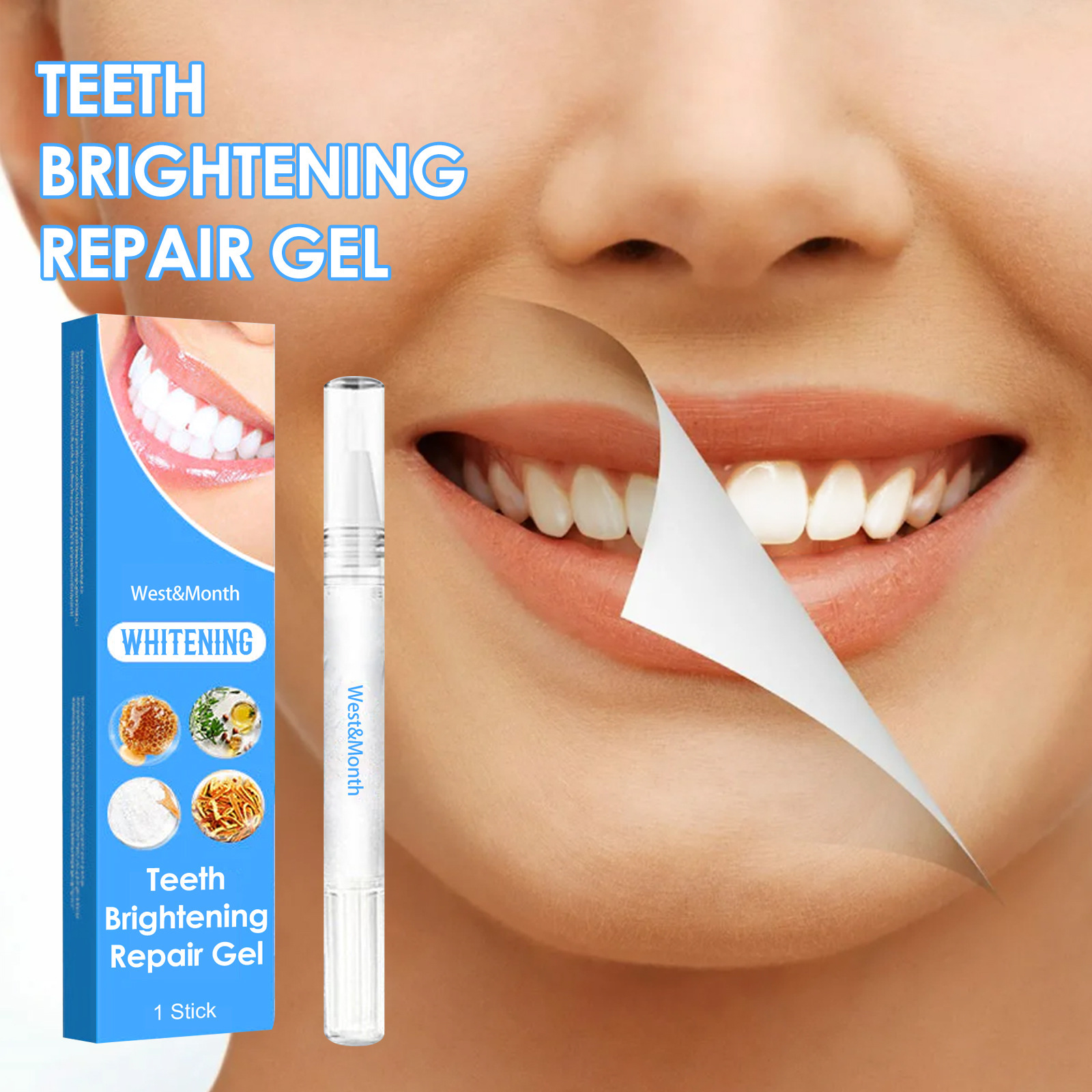 Penna schiarente per la pulizia dei denti di bellezza per l'igiene orale delle macchie di riparazione West&Month_voghion.com