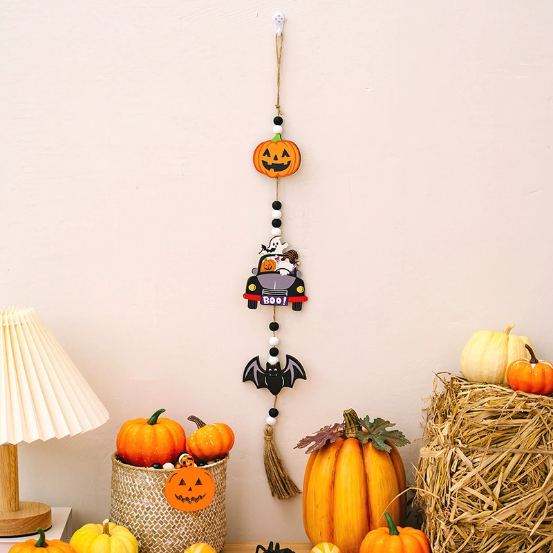 Halloween подвесная гирлянда с бусинами (Zicheng) — призрачные, тыква, летучая мышь с кисточкой, праздничное оформление дома
