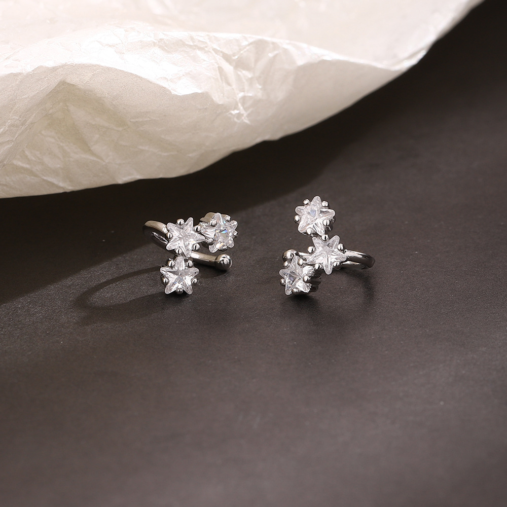 Pendientes tipo auricular de estrellas brillantes con circonio, moda otoñal, estilo romántico sin perforación