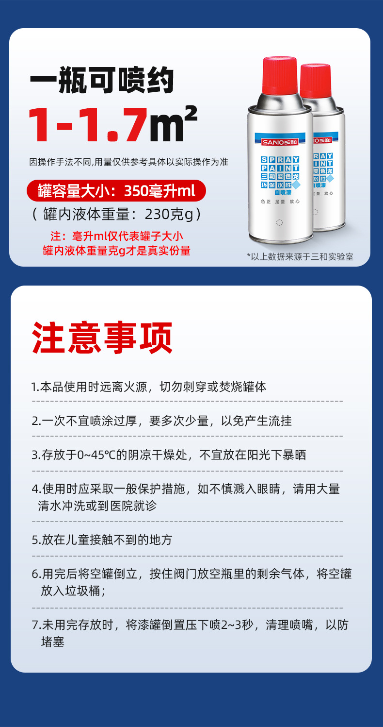 Sanhe Water-Based Paint Self-Spraying Hand Spray Paint Environmentally Friendly White Black Red Paint Spray Paint Wall Color Changing Paint Wholesale