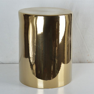 New Chinese Style Light Luxury Cylindrical Ceramic Drum Stool Shoe Changing Stool Restaurant Chair Round Stool Golden Porcelain Stool Nordic Style