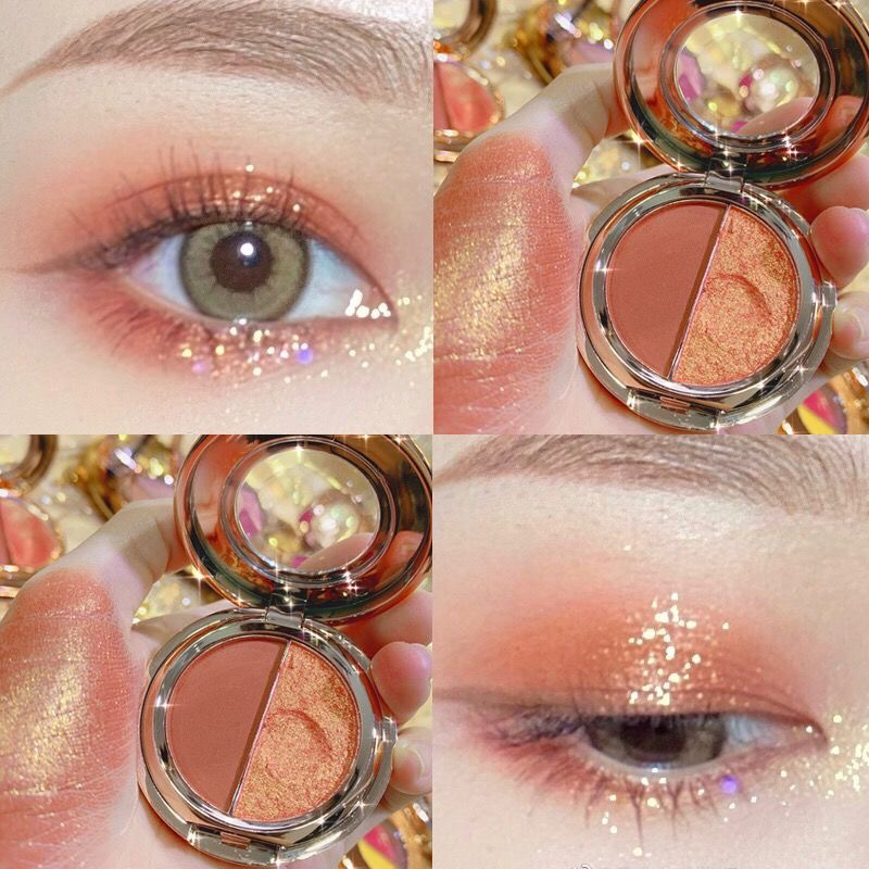 Two color eye shadow plate matte pearl glitter powder sequins pumpkin earth color plate waterproof makeup plate wholesale cross-border parity