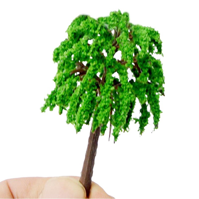 Mini simulación Sauce modelo terminado plástico escena modelo árbol construcción arena bandeja DIY hecho a mano micro paisaje material