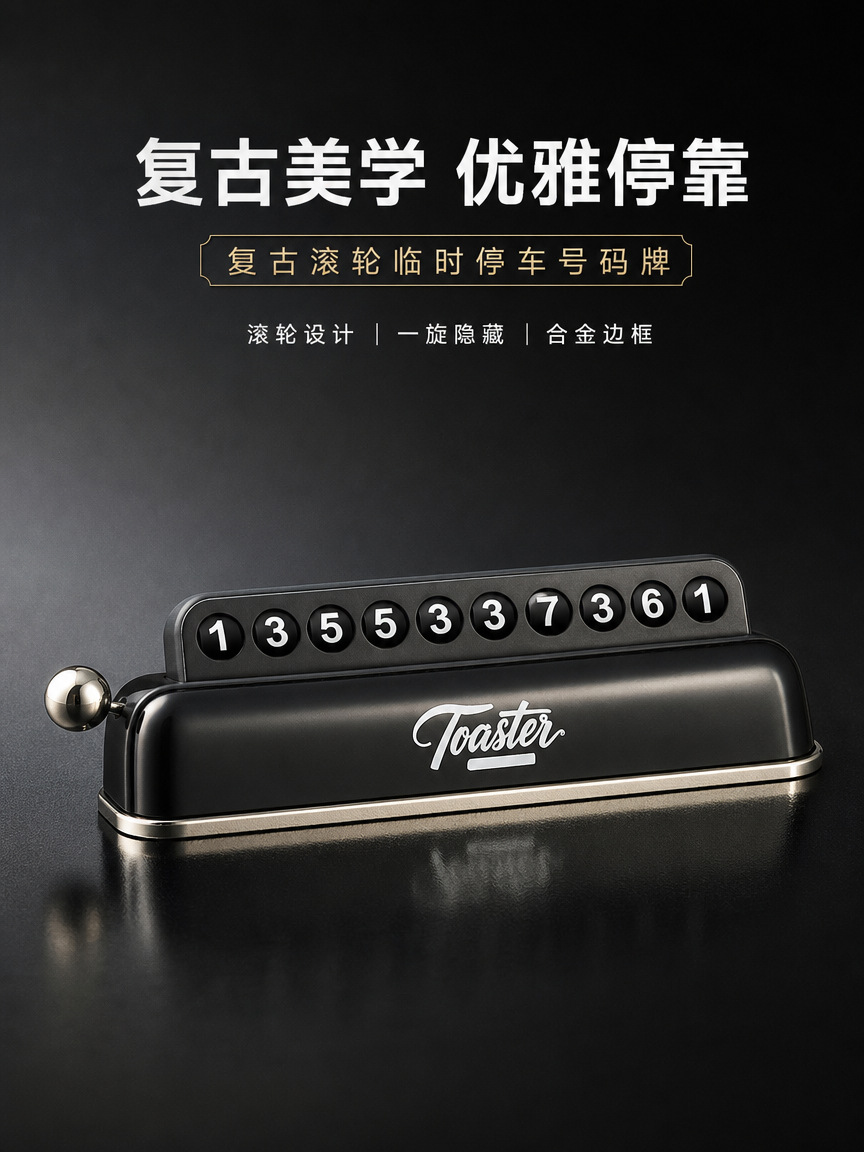 Car parking number plate, car decoration, vintage piano design, creative manual lift