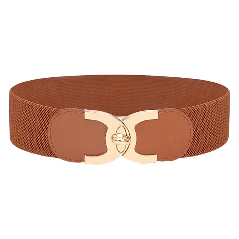 Nuevo estilo europeo y americano elástico cintura sello botón decorativo cinturón ancho cinturón de mujer cinturón ancho cintura sello moda todo fósforo falda cinturón