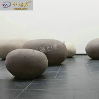 水泥休闲座椅 户外鹅卵石坐凳 美陈景观椭圆仿石商场组合休息椅子