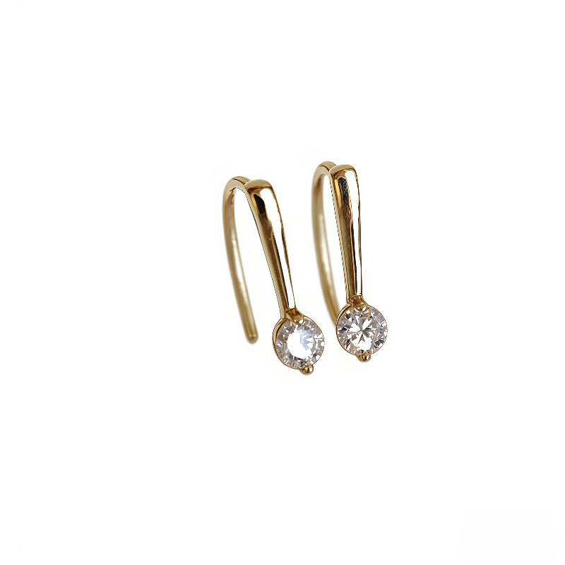 S925 plata chapado 14K oro pequeño gancho de orejas en brillante limpio y simple ligero lujo puro premium ins aretes de plata para mujeres