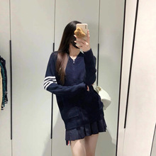 TB四条杠开衫毛衣女拉链口袋外套上衣宅女同款2025秋冬新款针织衫