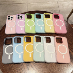 iPhone16 ゼリー磁気電話ケース Apple 15ProMax ソリッドカラーつや消しツーインワンオールインクルーシブ 14 セットに適しています。