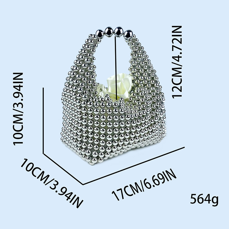 412g Weight Polyester Lining Material Beading Fashion Element String Closure Type Top Handle Strap Type Bucket Bag Bags Type Daily, Street, Shopping Occasion Plastic Material New Year Festival Solid Color Pattern All Seasons Season Women's Gender Elegant, Streetwear Style Pillow Shape Shape Small Size Women's Small Plastic Solid Color Elegant Streetwear Beading Pillow Shape String Bucket Bag 28