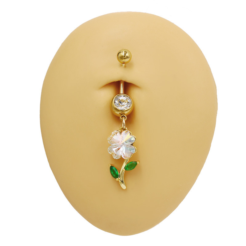 Devil Eye Navel Piercing Ring With Flower And Tree Stud Design_voghion.com