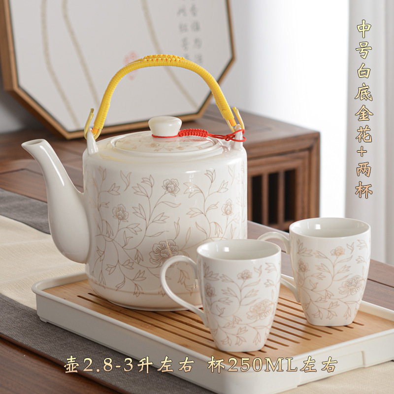 陶瓷水壶冷水壶茶壶凉水壶家用夏大凉开水壶容量玻璃装水耐高温无|undefined