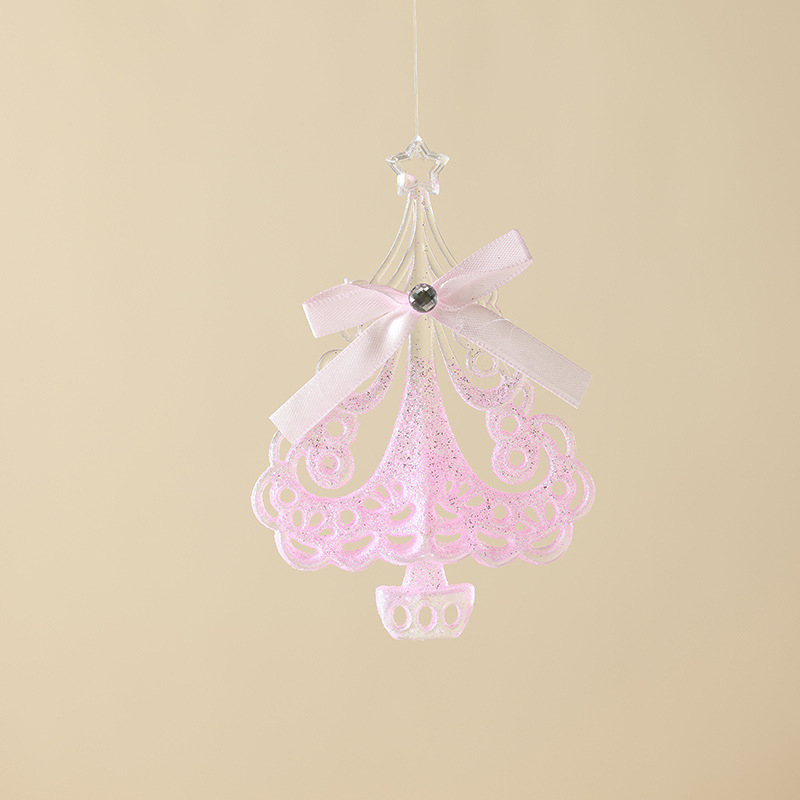 Nuevos adornos de árbol de Navidad transfronterizos colgante rosa transparente polvo acrílico colgante escena diseño props de disparo