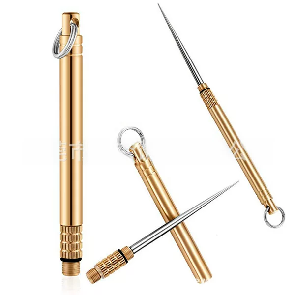 Factory Direct brass integrated toothpick creative portable fruit pick stainless steel toothpick multifunctional titanium alloy toothpick