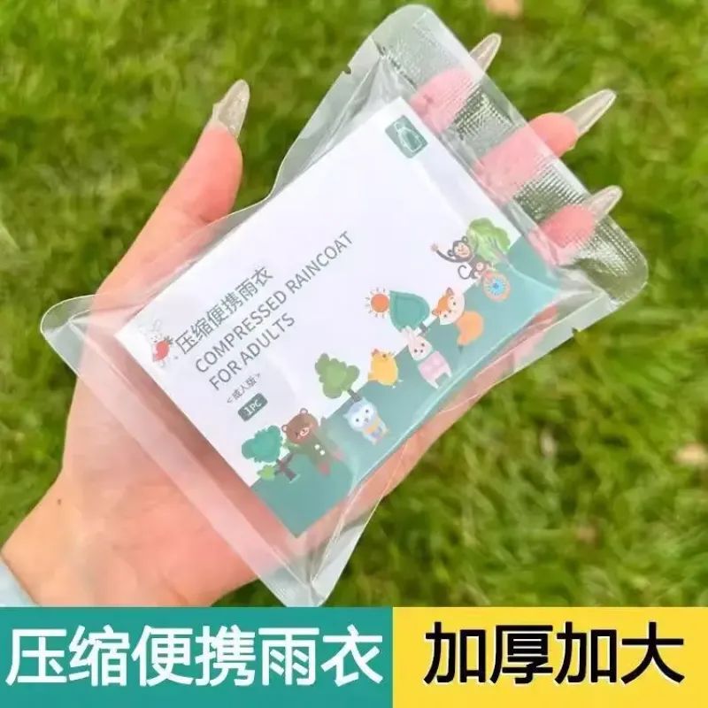 Disposable Compressed Card Raincoat, Thickened and Portable, Full-Body Coverage for Adults, Students, and Children, Suitable for Outdoor Activities Like Rafting and Cycling Disposable Compressed Card Raincoat, Thickened and Portable, Full-Body Coverage for Adults, Students, and Children, Suitable for Outdoor Activities Like Rafting and Cycling