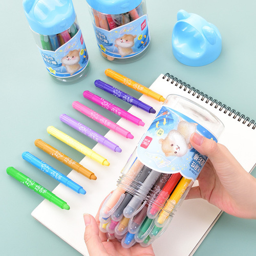 Deli 72084 water-soluble spin color stick oil pastel 12 colors 18 colors 24 colors art oil paint brush painting pen crayon