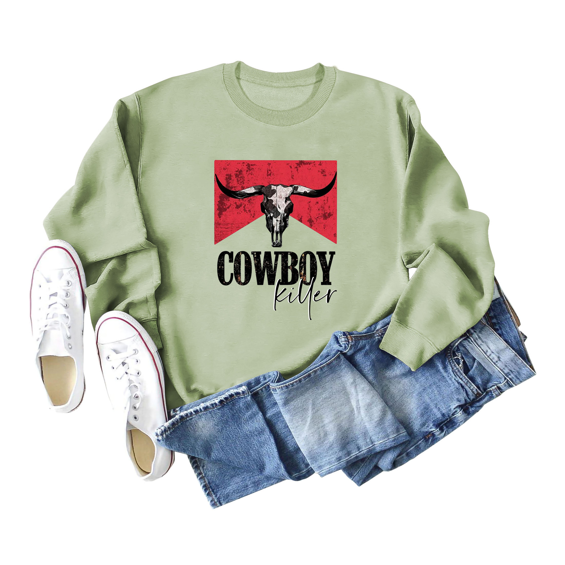 Wish Amazon Independent Station Comercio exterior transfronterizo Cowboy Killer patrón divertido suéter casual de otoño e invierno