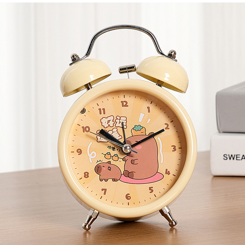Capibara dibujos animados reloj de cama dormitorio lámpara de noche pequeña alarma digital adorable niño despertar artefacto mágico