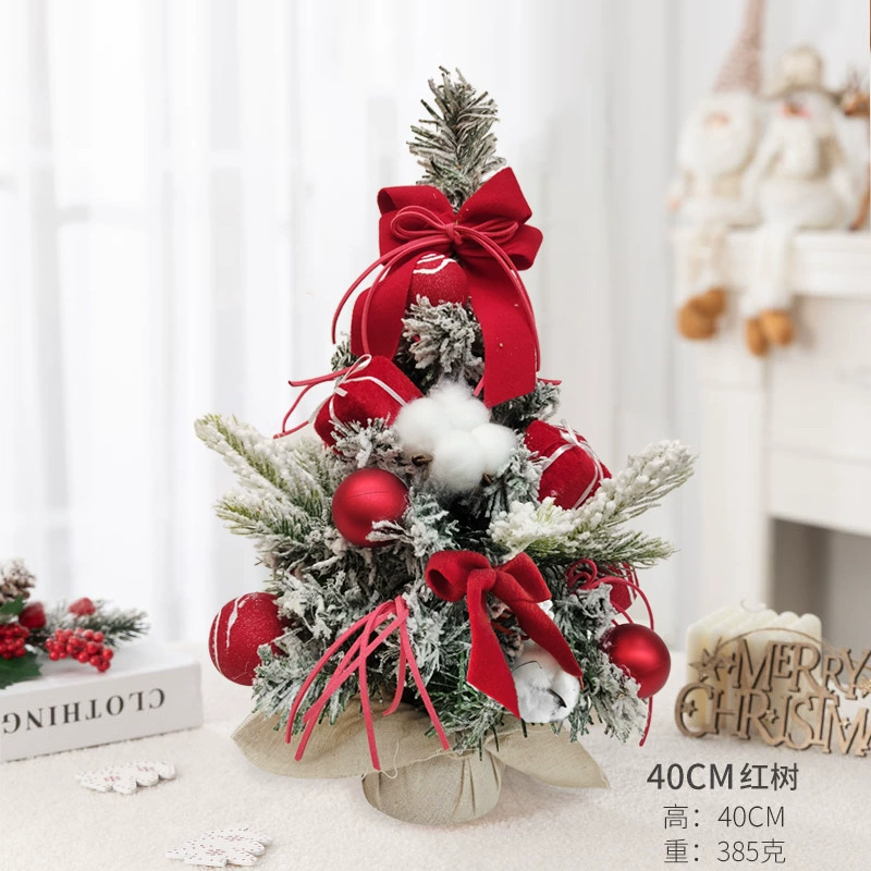 Mini Christmas tree MB‑22B01N XL23B05N, tabletop 30–40 cm, flocked branches, optional lights