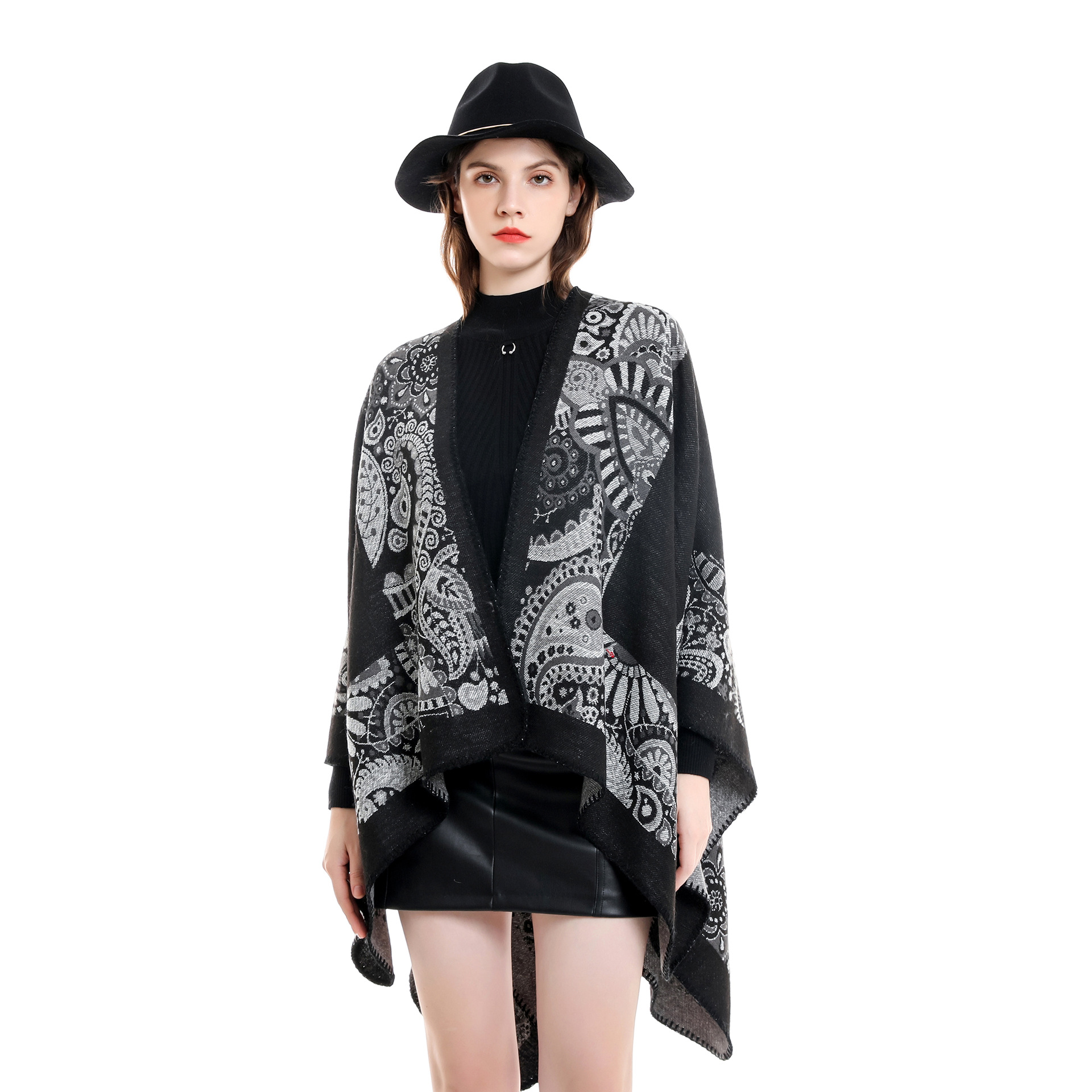 Chal de invierno nuevo estilo Cachemira-como capa caliente patrón de anacardo para las mujeres