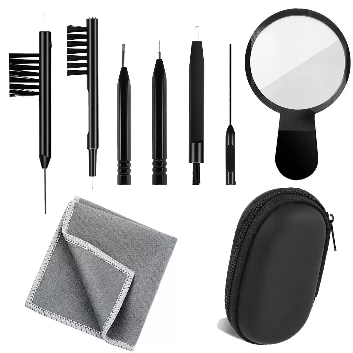 跨境亚马逊爆款放大镜9pc多功能助听器配件清洁工具蓝牙耳机刷子
