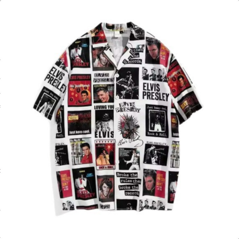 2025 Men's Vintage Hawaiian Print Men's Shirt Short Sleeve Shirt Button White Shirt Valentine's Day Costume Pie 2025 Men's Vintage Hawaiian Print Men's Shirt Short Sleeve Shirt Button White Shirt Valentine's Day Costume Pie