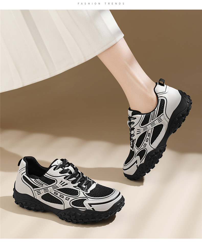 Giày sneaker nữ chunky đế dày mũi tròn lưới thoáng khí mùa hè 2025 — JST 7216m màu (mạng đơn), JST 7211 màu đen (mạng đơn), JST 7233 màu vàng (mạng đơn), JST 7182m màu (mạng đơn) chi tiết 7