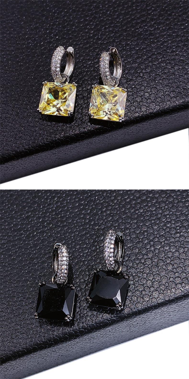 Daily Occasion Copper Material 1 Pair Glam Vintage Style Square Solid Color Plating Inlay Copper Zircon Drop Earrings