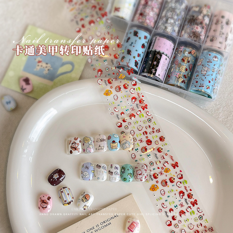 Cartoon Nail Art Transfer Stickers Internet Celebrity New Heart Bow Bear DIY Graffiti Nail Art Tool Transfer Paper