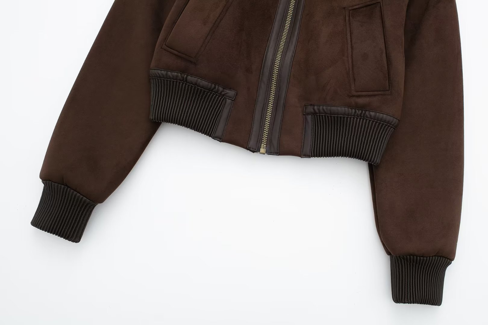 Vêtements pour femmes veste chaude en fourrure marron une pièce pour femmes 2023 automne et hiver fille chaude style moto veste à revers haut_voghion.com