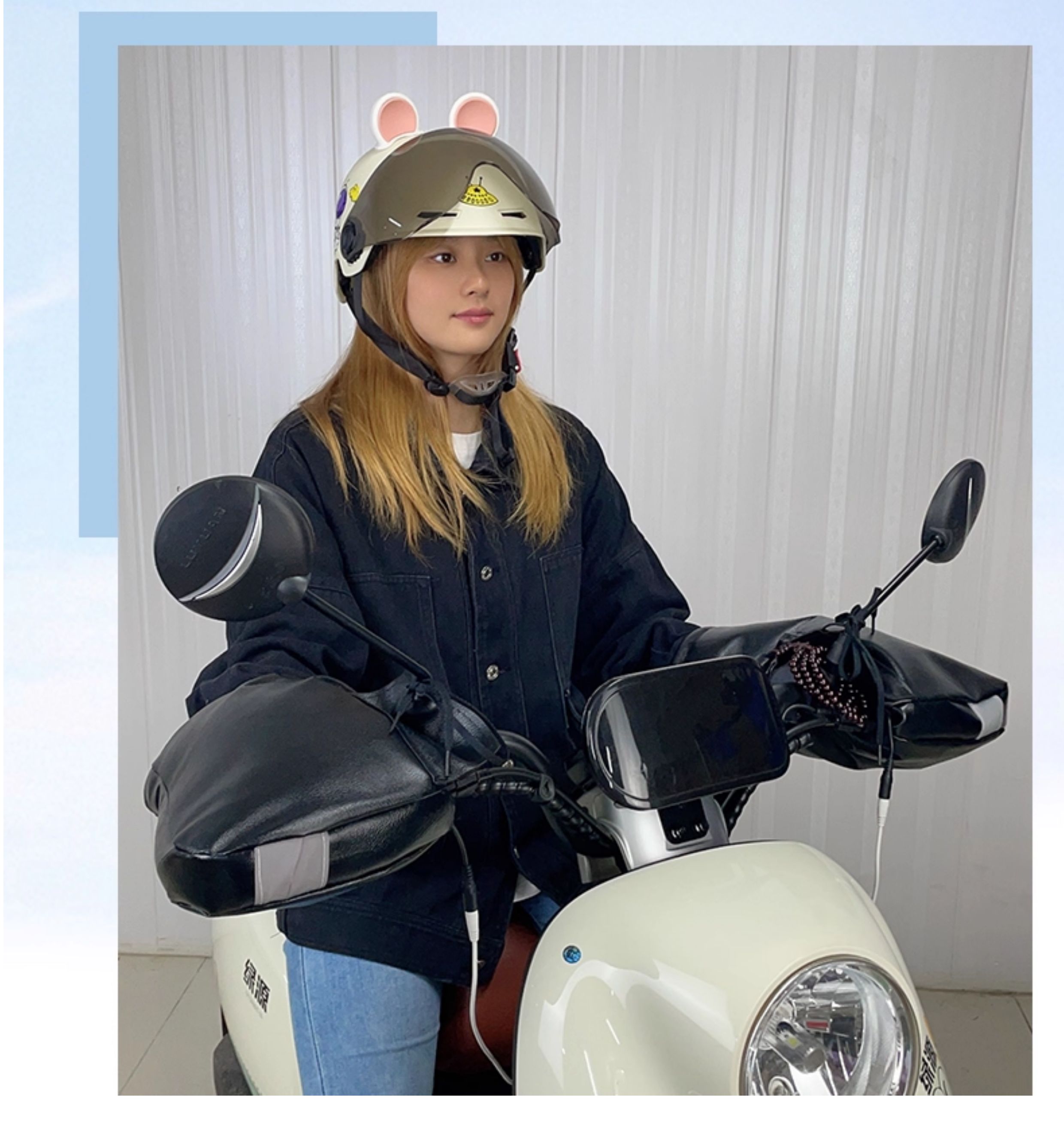 Motorcycle electric heated handlebar covers, electric vehicle USB charging heating warm handlebar covers, full leather, thickened and fleece-lined for winter