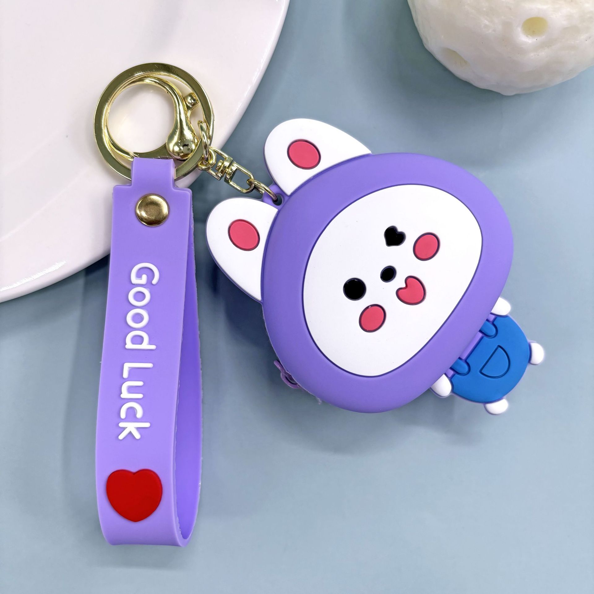 Super lindo Sanliou pareja de almacenamiento bolso de cambio llavero lindo monedero de fresa oso colgante bolso de llaves de chicas