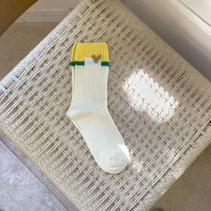 多巴胺女袜子四季款中长筒堆堆袜薄款粉短袜拼色刺绣Socks跨境夏|undefined