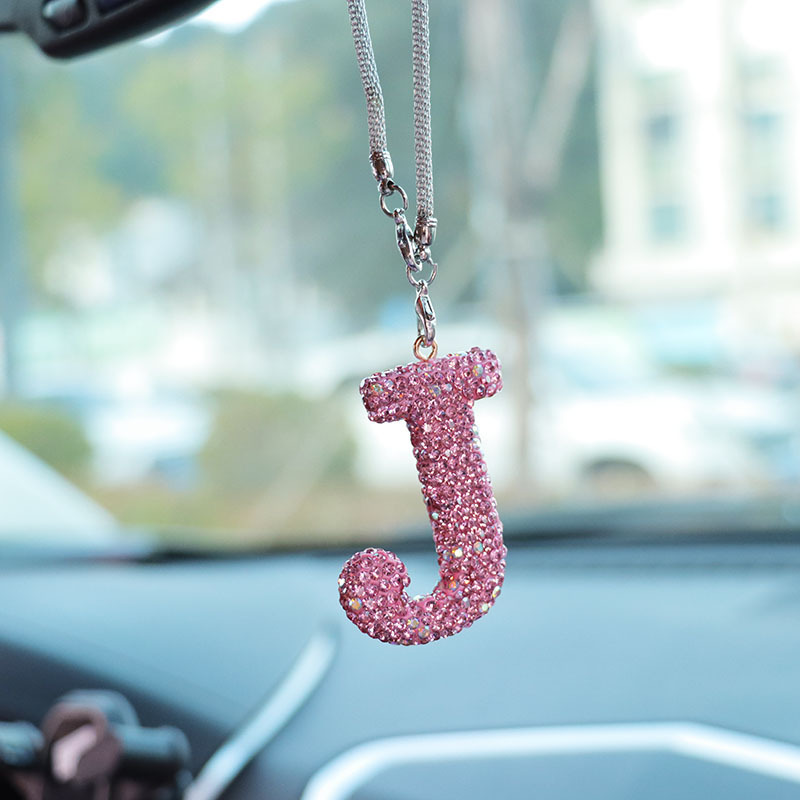 Letter bow clay car interior accessories pendant ladies rhinestone car rearview mirror pendant pendant