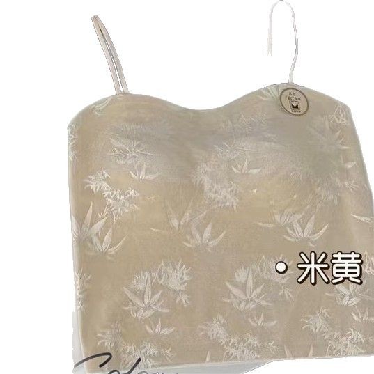 クロスボーダーの新型秋冬の中に金のベルベットの一体カップのストラップを掛けて胸のパッドの下着の女性の外に百合ベストのvネックを着ます。|undefined