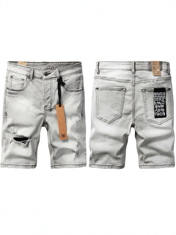 European and American Trendy Brand Hiphop Jeans Street Fashion Hip-Hop Ripped Distressed Ksubi Denim Shorts for Men and Women