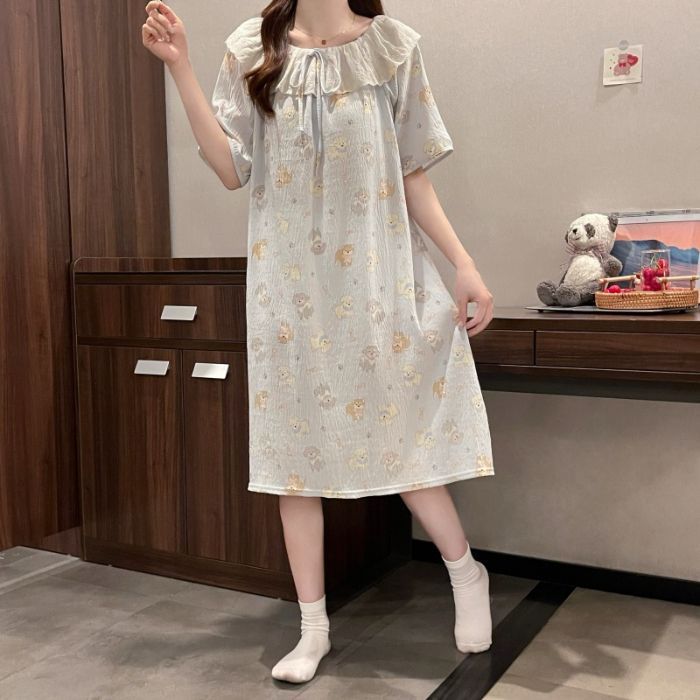 Venta al por mayor transfronteriza verano nuevo estilo dulce camisón casual hogar con almohadilla para el pecho pijamas de una pieza ropa de aire acondicionado para el hogar de las mujeres