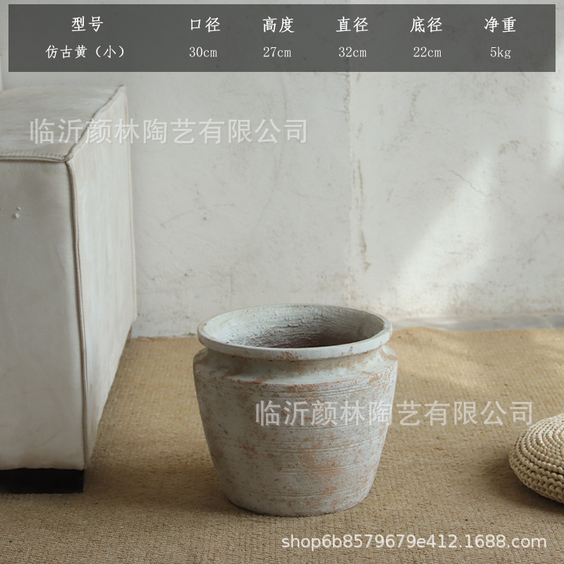 Retro jardín balcón plantación de árboles gran maceta de cemento de gran calibre maceta de flores centro comercial hotel decoración verde a gran escala